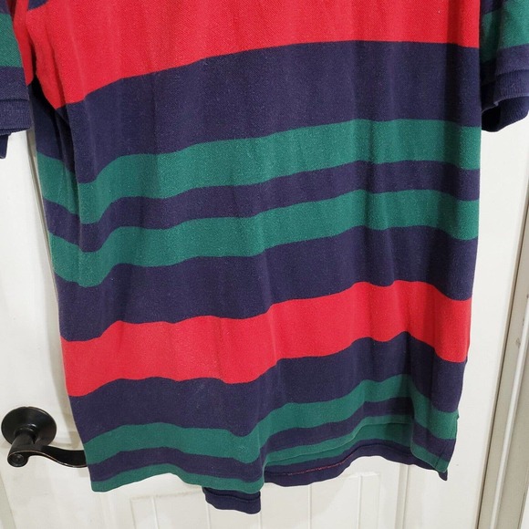 Polo Ralph Lauren Golf Shirt Vtg 90s Green Red Blue Striped Rugby Collared Sz XL - Picture 4 of 8